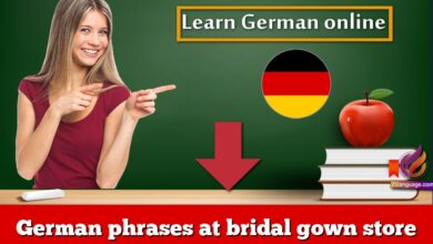 German phrases at bridal gown store