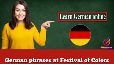 German phrases at Festival of Colors