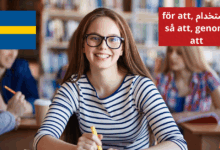 استخدام för att ,så att , genom att للتعبير عن السبب والنتيجة في اللغة السويدية